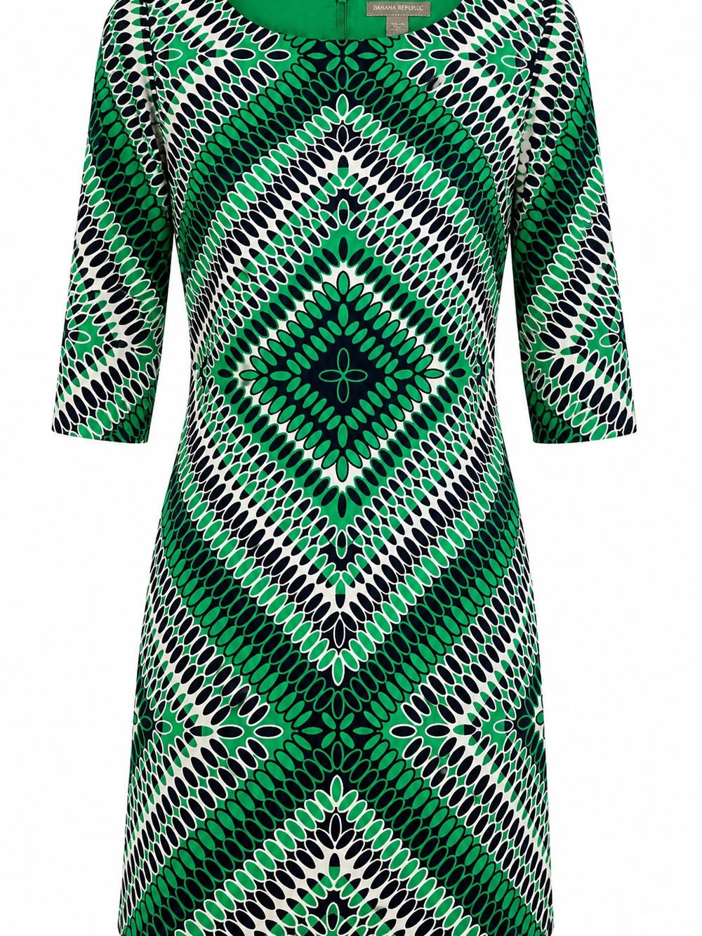 Banana Republic Green Navy and White Geometric Midi Dress